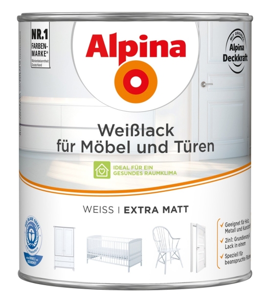 Alpina Weißlack für Möbel + Türen